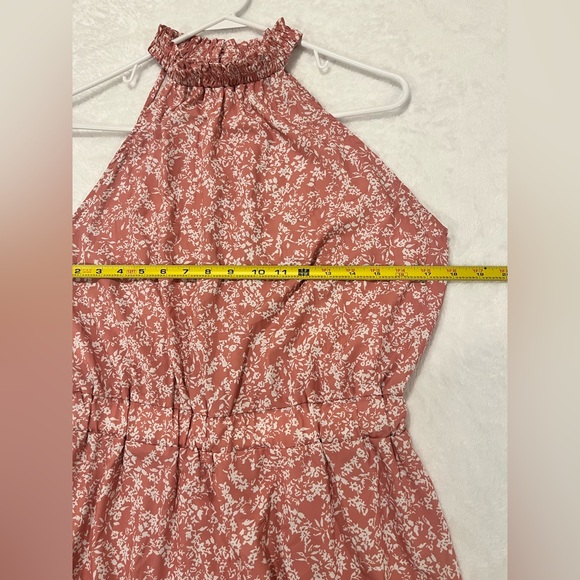 Floral Halter Neck Tiered Mini Dress in Pink - Medium - Picture 5 of 7